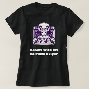 Camiseta Horneando Con Mi Ayudante Sin Pelo Diseño De Gato