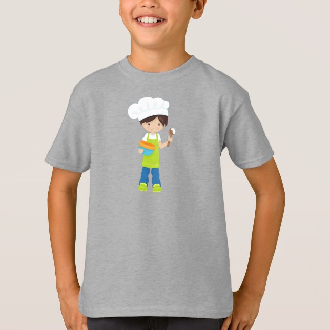 Camiseta Hornear, Baker, Panadería, Apron, Cute Boy, Pelo M (Anverso)
