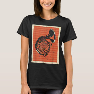 Camiseta Hornero de la música del cuerno francés retro vint