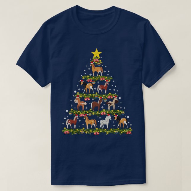 Camiseta Hornos de Navidad Árbol de caballos Ornamentos de  (Diseño del anverso)