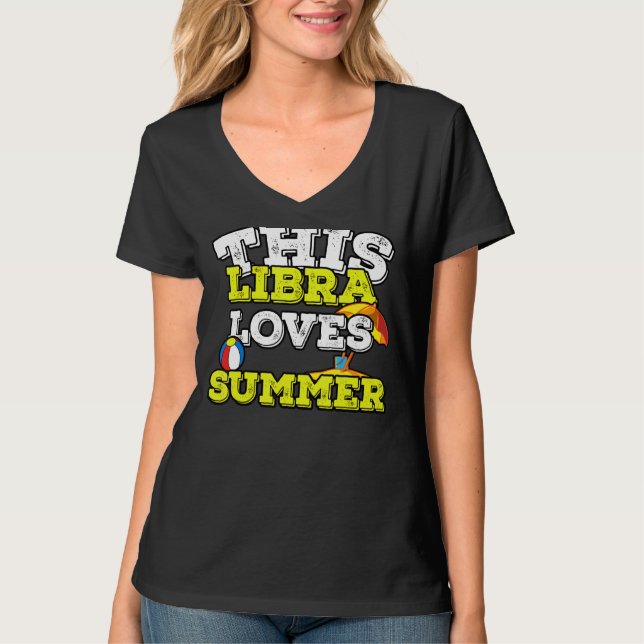 Camiseta Horoscope Zodiac Rótulo Libra Ama el Verano (Anverso)