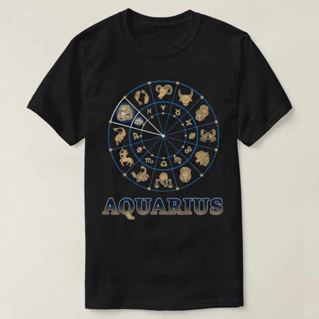 Camiseta Horoscopio Ascendente Rótulo Zodiaco Aquarius (Diseño del anverso)