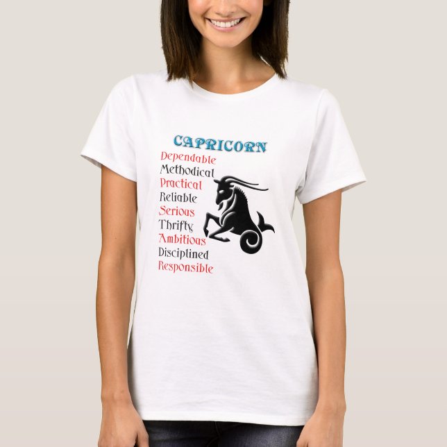 Camiseta Horoscopio de Capricornio Rótulo Zodiaco (Anverso)