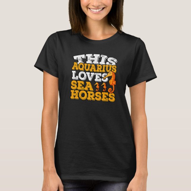 Camiseta Horoscopio Rótulo Zodiaco Aquarius Ama Caballos de (Anverso)