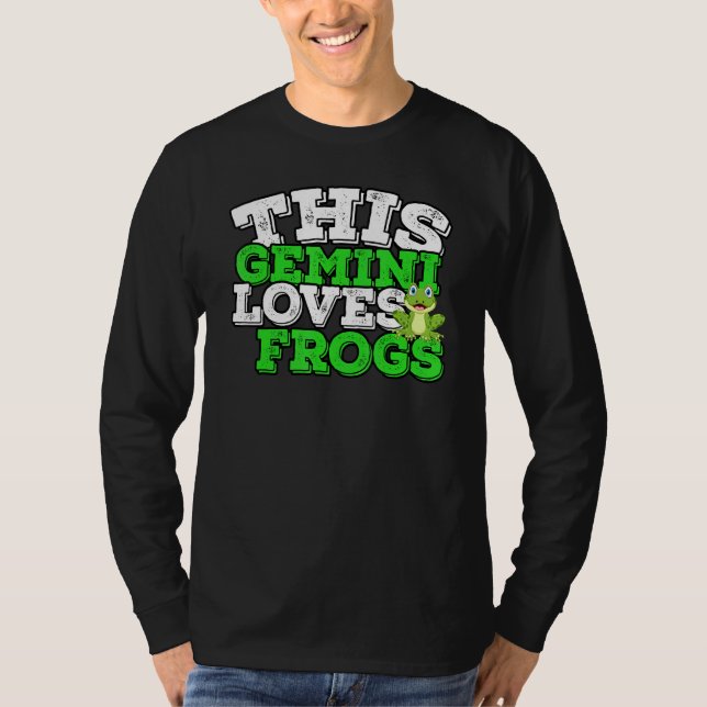 Camiseta Horoscopio Rótulo Zodiaco Gemini ama a las ranas (Anverso)
