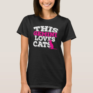 Camiseta Horoscopio Rótulo Zodiaco Gemini Ama A Los Gatos