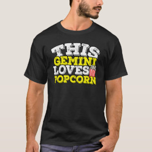 Camiseta Horoscopio Rótulo Zodiaco Gemini Ama El Popcorn