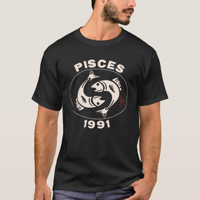 Camiseta Horoscopio Rótulo Zodiaco Piscis 1991 (Anverso)
