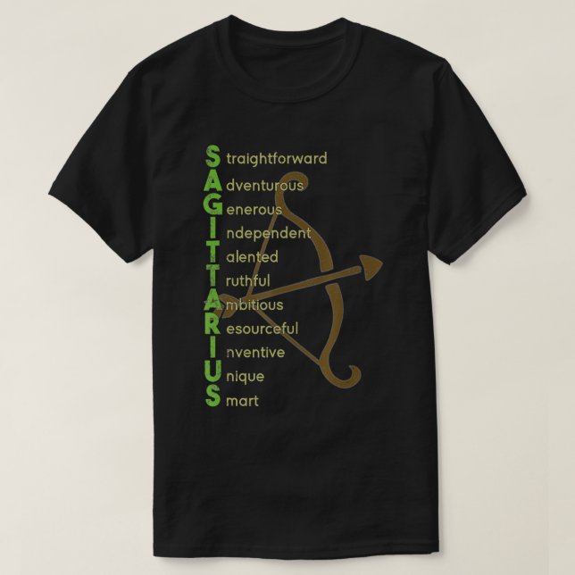Camiseta Horoscopio Rótulo Zodiaco Sagittarius (Diseño del anverso)