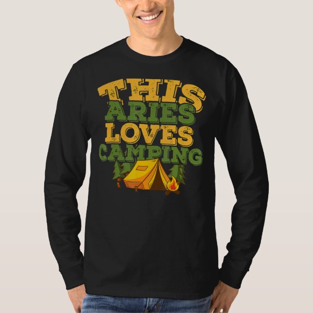 Camiseta Horoscopio Zodiac Rótulo Aries Ama Camping (Anverso)