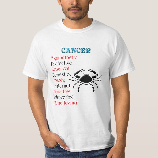 Camiseta Horóscopo de cáncer Rótulo zodiaco (Anverso)