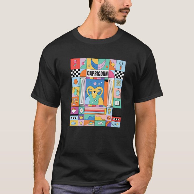 Camiseta Horóscopo de Capricornio Resumen Símbolos Místicos (Anverso)