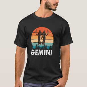 Camiseta Horóscopo de Rótulo Zodiaco Retro Gemini