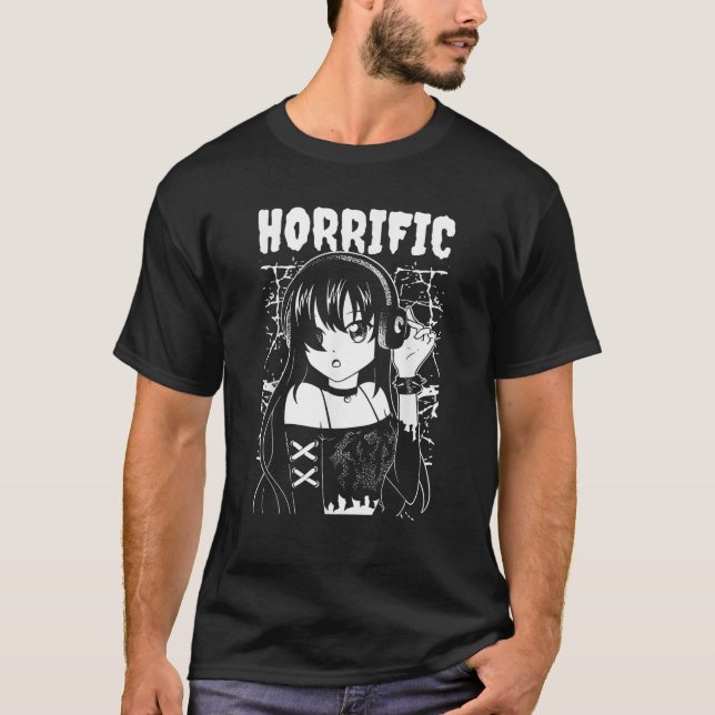 Camiseta Horrible Anime Kawaii Estética Gótica Darkwave Em (Anverso)