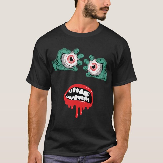 Camiseta Horribles manos zombis con pintalabios derretidos (Anverso)