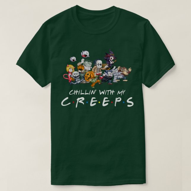 Camiseta Horror amigos Chillin Con Mis Creeps Halloween Bo (Diseño del anverso)