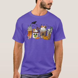 Camiseta Horror Cae Café Calabaza Latte Calor Otoño Hallo