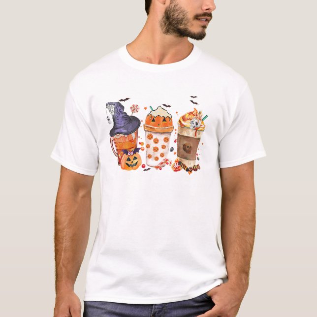 Camiseta Horror Cae Café Calabaza Spice Latte Iced Otoño (Anverso)