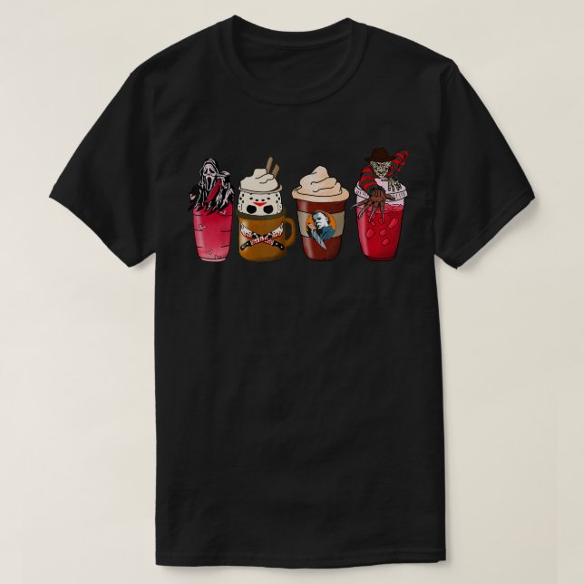 Camiseta Horror Cae Café Calabaza Spice Latte Iced Otoño (Diseño del anverso)