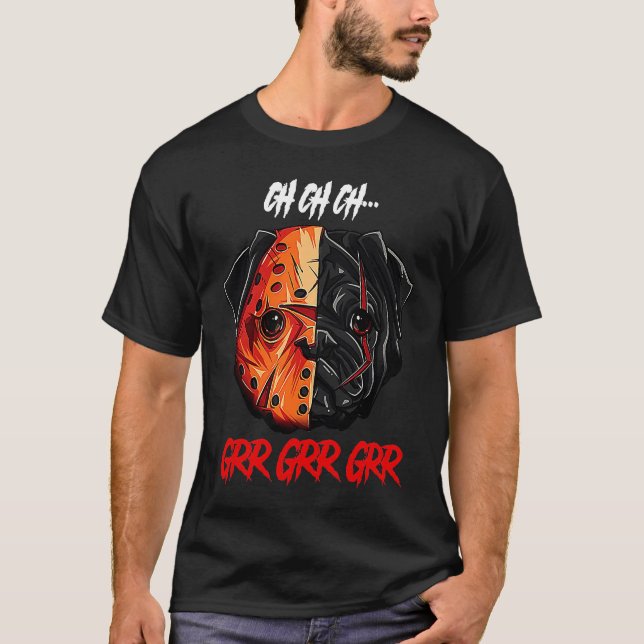 Camiseta Horror de Bulldog peligroso de Halloween (Anverso)