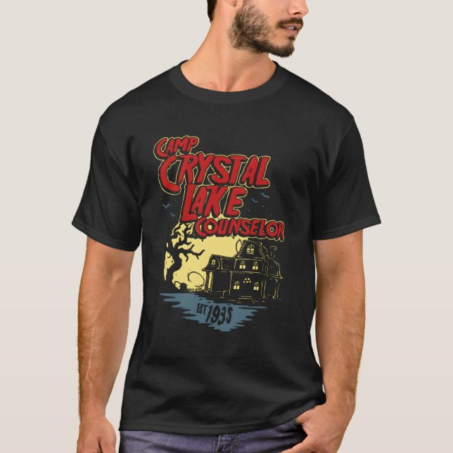 Camiseta Horror Del Campamento Crystal Lake Counselor 80 (Anverso)
