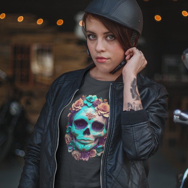 Camiseta Horror Día Gótico Mexicano De Candy Skull Muerto (Subido por el creador)