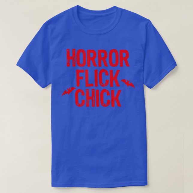 Camiseta Horror Flick Chick Slasher Movie Blood Splatter Ha (Diseño del anverso)