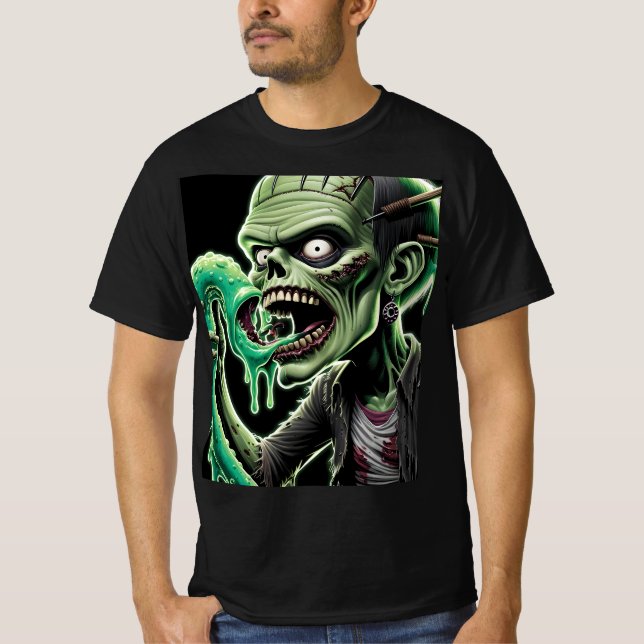 Camiseta Horror Halloween Zombie: Feed Me Flesh (Anverso)