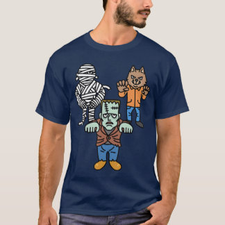 Camiseta Horror Movie Monster Mummy Werewolf Frankenstein C