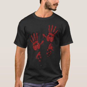 Camiseta Horror Partido Halloween Sangre Manos Sangre Splas