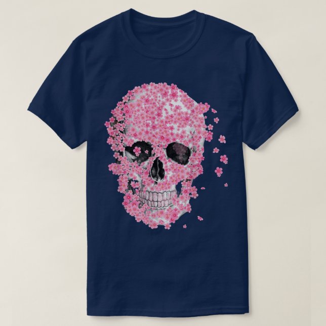 Camiseta , Horror Skull Cherry Blossom, Japanese Sakura  (Diseño del anverso)