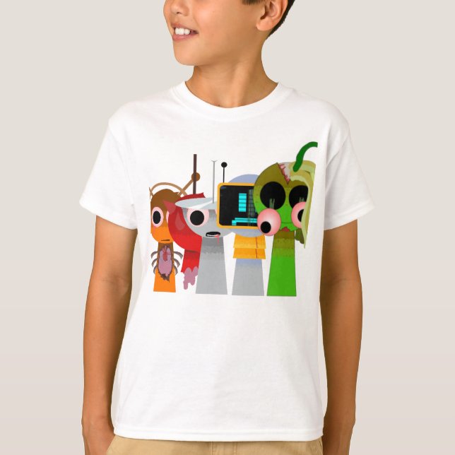 Camiseta Horror Sprunki Beats - Oren Raddy Clukr Funbot  (Anverso)
