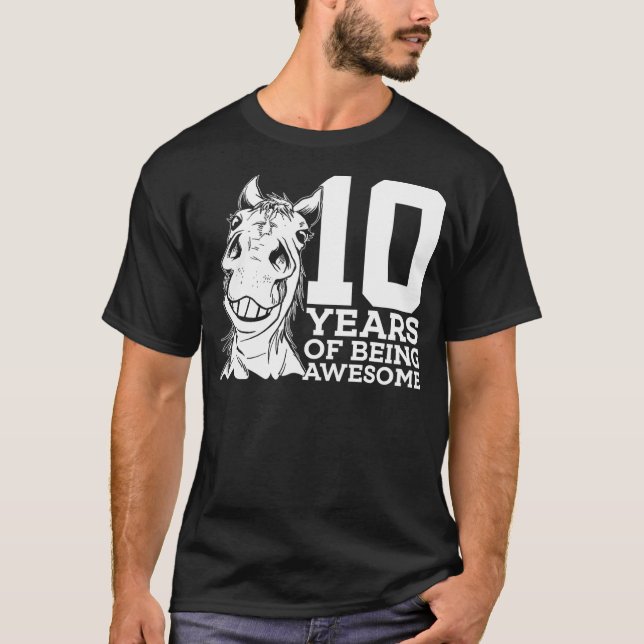 CAMISETA HORSE 10 YEARS OF BEING AWESOME RIDING 10TH BIRTHD (Anverso)