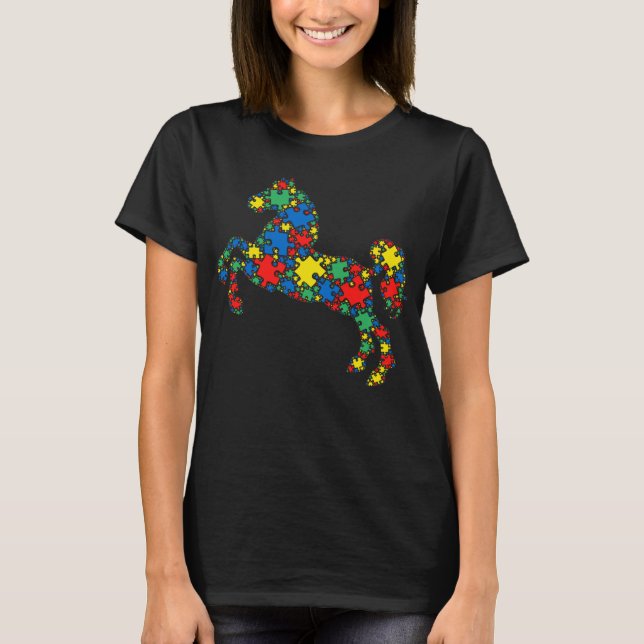 Camiseta Horse Autism Puzzle for Women Men Kids Autism Awar (Anverso)