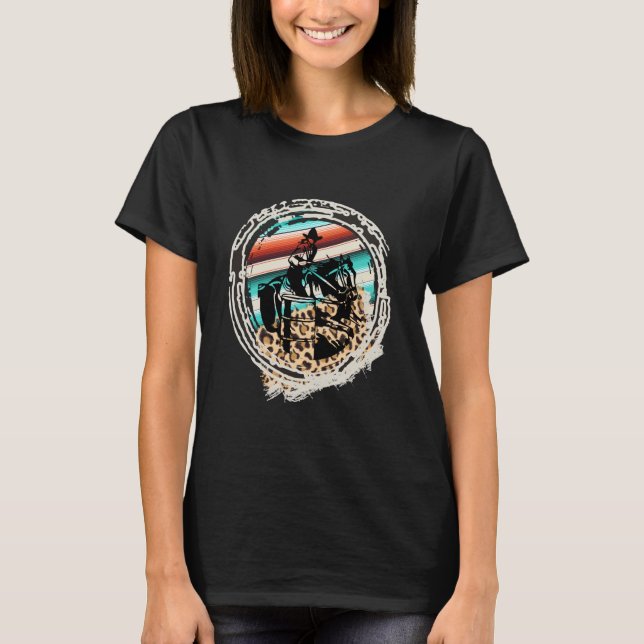 Camiseta Horse Barrel Racing Serape Leopard (Anverso)