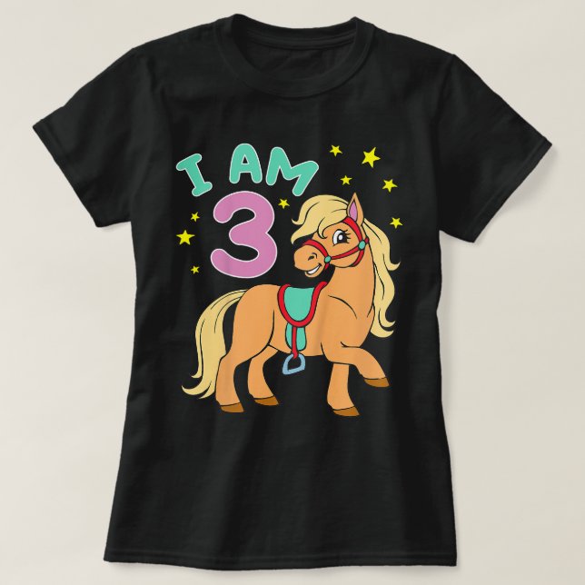 Camiseta Horse Birthday 3 Years Toddler Girls (Diseño del anverso)