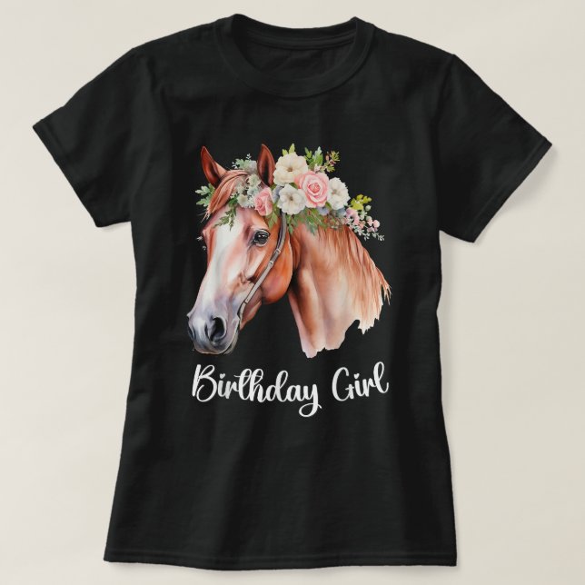 Camiseta Horse Birthday Girl Party Outfit Pony Daughter (Diseño del anverso)