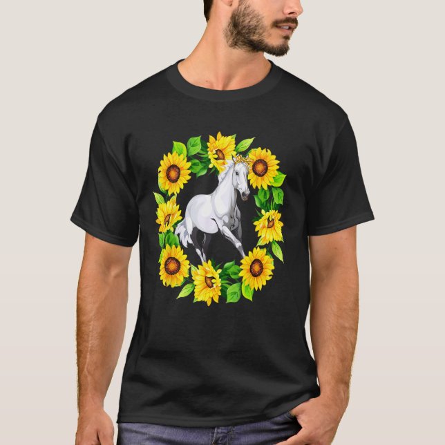 Camiseta Horse Bow Tie In Sunflowers Circle Animal  Kids (Anverso)