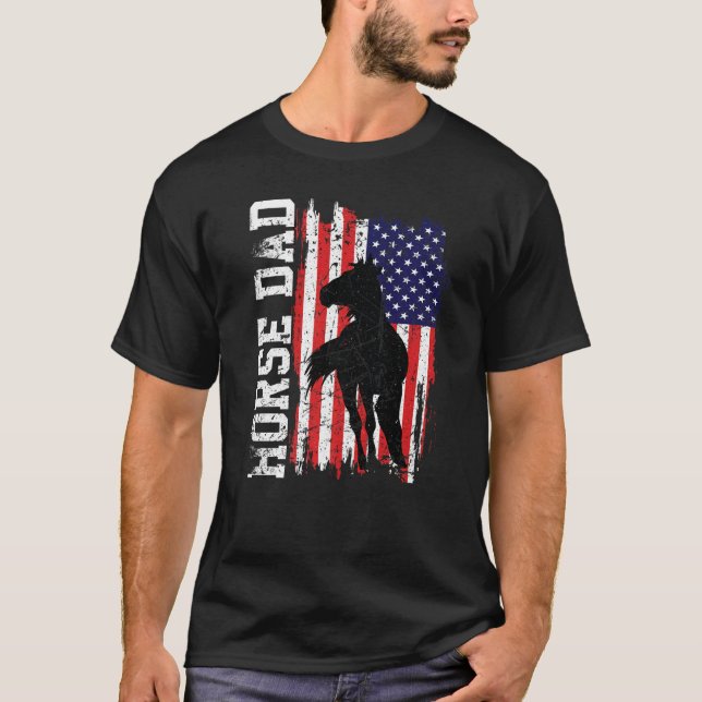 Camiseta Horse Dad American Flag Like A Regular Dad But Coo (Anverso)