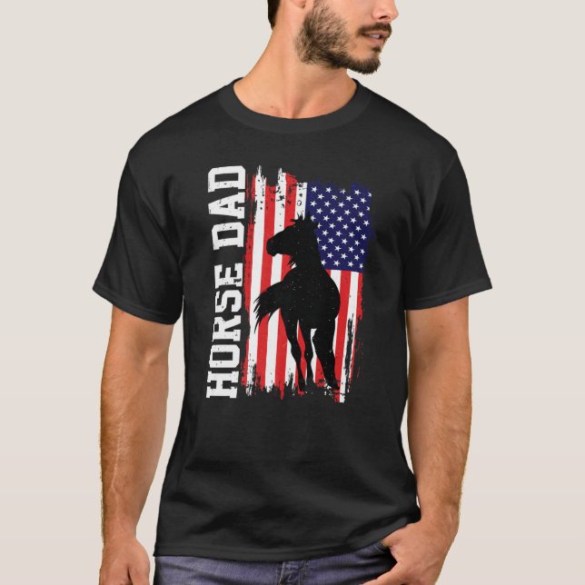 Camiseta Horse Dad American Flag Like A Regular Dad But Coo (Anverso)