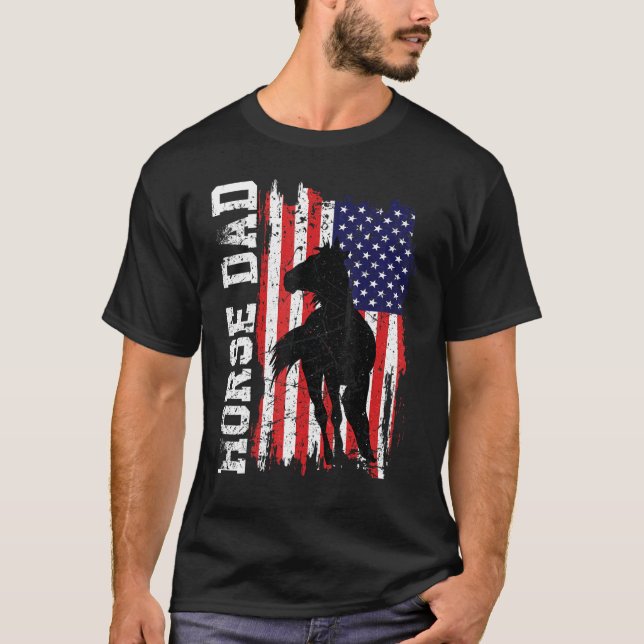 Camiseta Horse Dad American Flag Like A Regular Dad But Coo (Anverso)