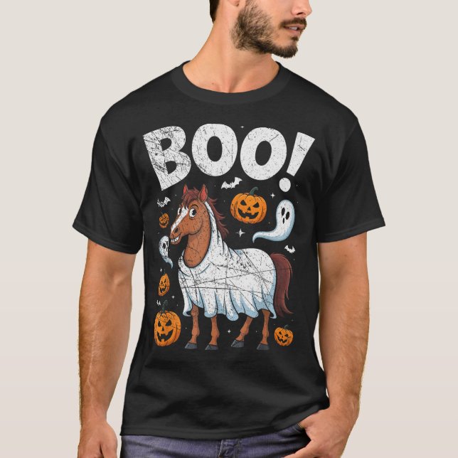 Camiseta Horse Ghost Costume Funny Equestrian Horses Lover  (Anverso)
