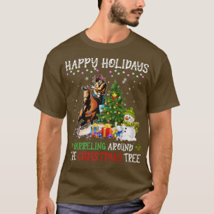 Camiseta Horse Happy Holidays Barreling Alrededor de la Nav