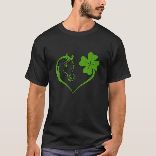 Camiseta Horse Heart Leaf Shamrock Riding Lover St Patricks (Anverso)