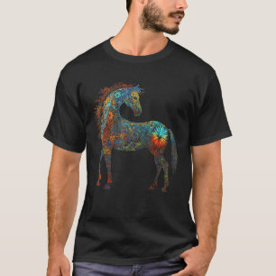 Camiseta Horse Mandala Lover Flores de arte Animal Motif H
