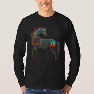 Camiseta Horse Mandala Lover Flores de arte Animal Motif H