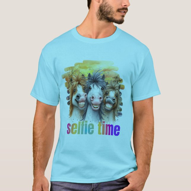 Camiseta horse meme – funny horses on a selfie