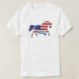 Camiseta Horse Mustang Super Power - Bandera americana Dise