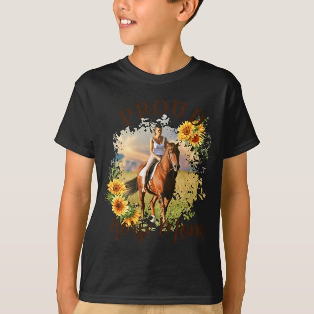 Camiseta Horse Pet Photo Text Sunflower Accent T Shirt  (Anverso)