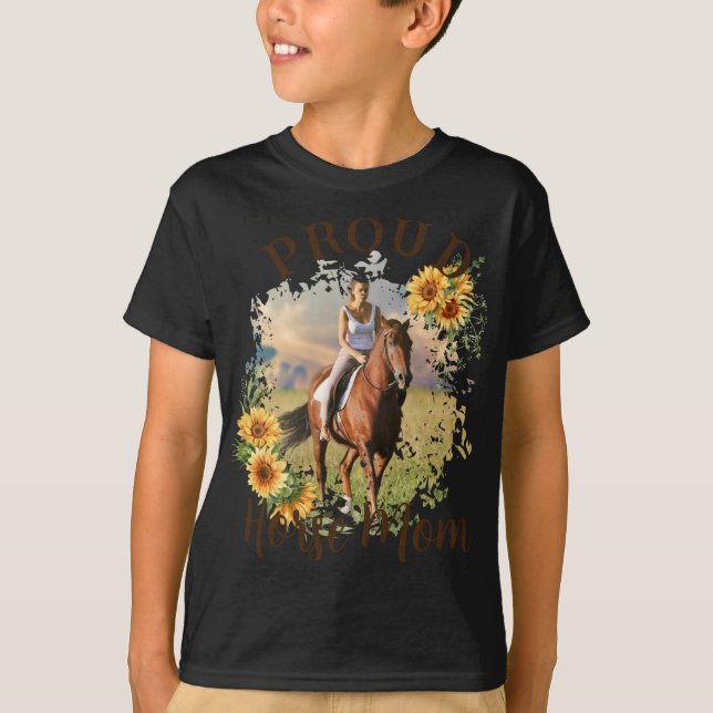 Camiseta Horse Pet Photo Text Sunflower Accent T Shirt  (Anverso)